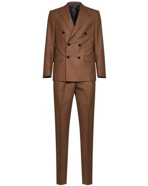 D4.0 Prince Of Wales Check Double-Breasted Suit - Brown