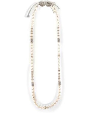Alessandra Rich Crystal-Embellished Faux-Pearl Necklace - White