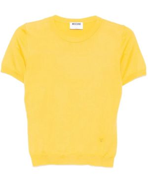 Moschino Logo-Plaque T-Shirt - Yellow