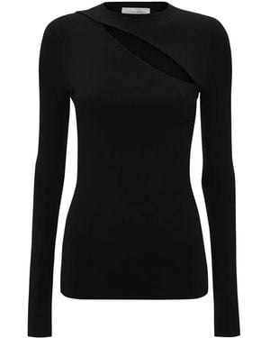 Victoria Beckham Cut-Out Ribbed-Knit Top - Black