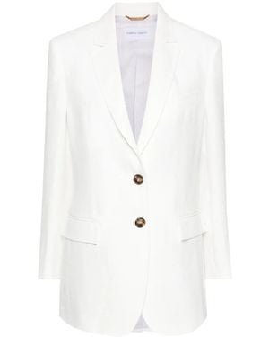 Alberta Ferretti Single-Breasted Linen Blazer - White