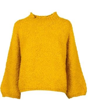 Vicario Cinque Bouclé-Knit Funnel-Neck Sweater - Yellow