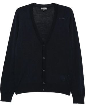 Emporio Armani V-Neck Button-Up Cardigan - Black