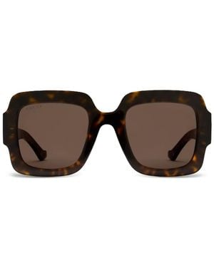 Gucci トータスシェル スクエアサングラス - ブラウン