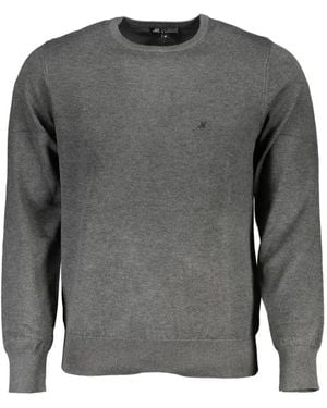 U.S. Grand Embroidered-Logo Crew-Neck Jumper - Grey