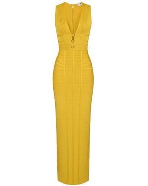 Elisabetta Franchi Carpet 3D Knit Dress - Yellow