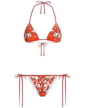 Dolce & Gabbana Triangel-Bikini Mit Majolica-Print - Weiß