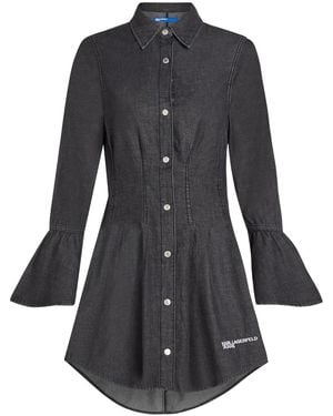 Karl Lagerfeld Abito Denim Con Maniche A Campana - Nero