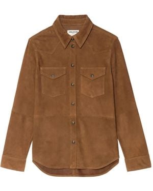 Zadig & Voltaire Suede Button-Down Shirt - Brown