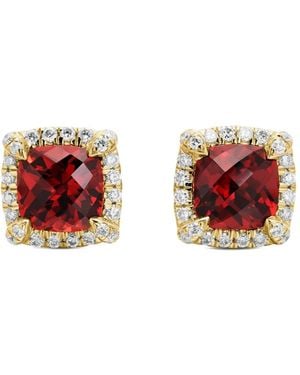 David Yurman 18Kt Petite Chatelaine Garnet And Diamond Stud Earrings (5Mm) - Red