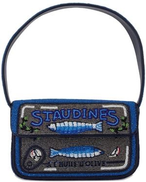 STAUD Tommy Beaded Fish-Motif Shoulder Bag - Blue