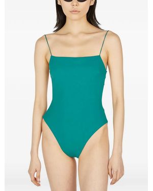 St. Agni Squared-Neck Swimsuit - Green