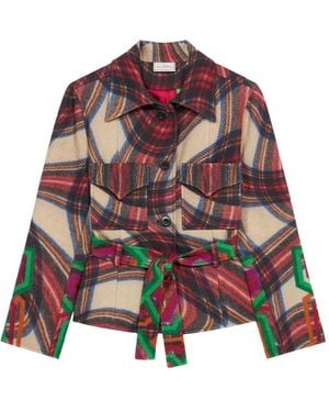 Pierre Louis Mascia Belted Patchwork Jacket - Red