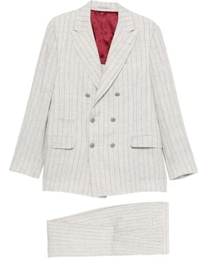 Brunello Cucinelli Linen Double-Breasted Suit - White