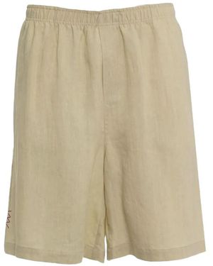 Amaranto Embroidered-Logo Straight-Leg Shorts - Natural