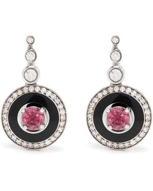 Selim Mouzannar Boucles D'Oreilles Mina En Or Blanc 18Ct Serties De Rhodonite - Métallisé