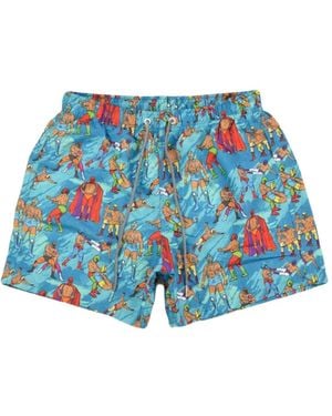 Boardies Wrestlers-Print Swim Shorts - Blue
