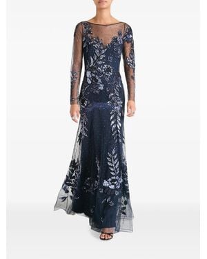Temperley London Lavinia Sequin-Embellished Floral Maxi Dress - Blue
