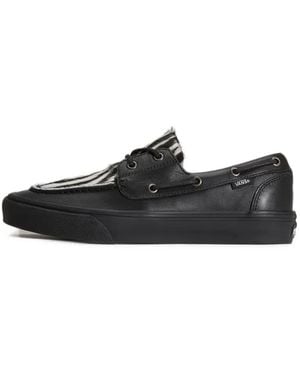 Vans Zebra-Print Leather Boat Shoes - Black