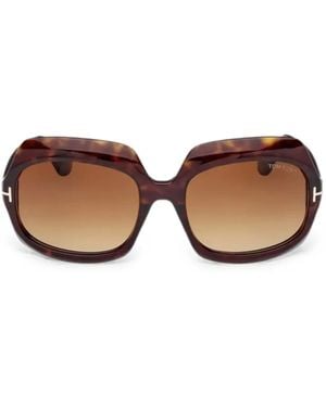 Tom Ford Ren Geometric-Frame Sunglasses - Brown
