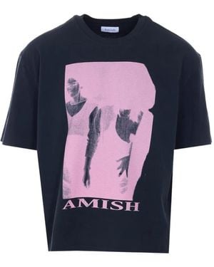 AMISH Magic-Print Crewneck T-Shirt - Blue
