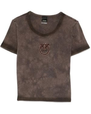 Pinko Embellished Short-Sleeved T-Shirt - Brown