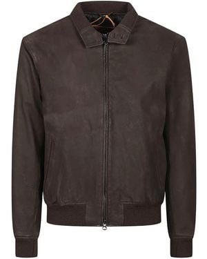 Stewart Zip-Up Leather Jacket - Black