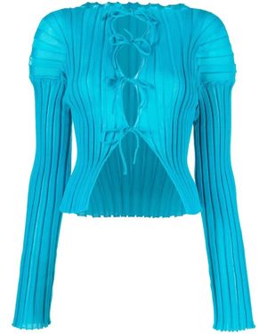 a. roege hove Katrina Ribbed Knit Lace-Up Top - Blue