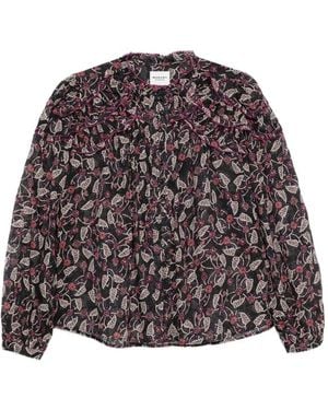 Isabel Marant Chrsita Floral-Print Ruffled Blouse - Black