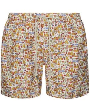 MC2 Saint Barth Saint Tropez-Print Drawstring Swim Shorts - White