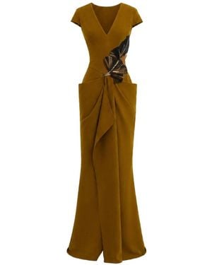 Gemy Maalouf Embellished V-Neck Dress - Metallic