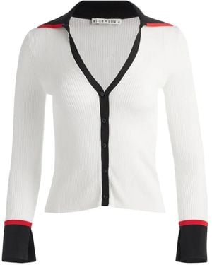 Alice + Olivia Gerippter Cardigan - Weiß