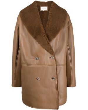Loulou de Saison Namo Double-Breasted Shearling-Lined Coat - Brown