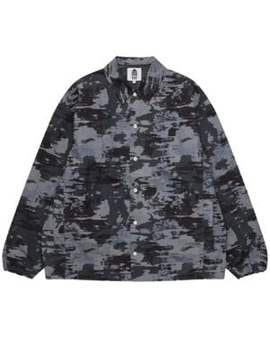 Dover Street Market Abstract-Print Press-Stud Shirt Jacket - Grey