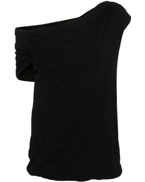 MSGM Draped-Detail Cotton Top - Black