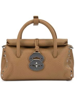 Zanellato Baby Dotta Studded Leather Tote Bag - Brown