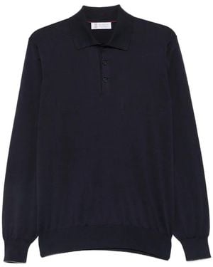 Brunello Cucinelli Long-Sleeve Polo Shirt - Blue