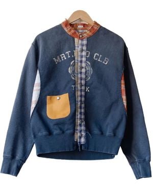 KHOKI Patchwork Logo-Print Cardigan - Blue