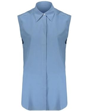 Moorer Sleeveless Silk Shirt - Blue
