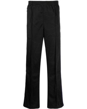 Needles Logo-Embroidered Straight-Leg Trousers - Black