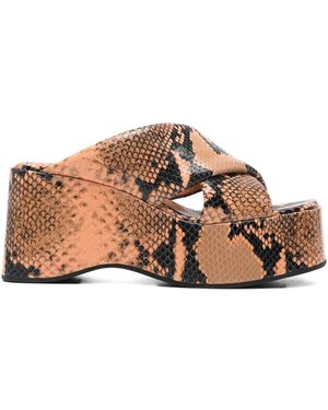 Paris Texas Vicky Wedge Sandals - Brown