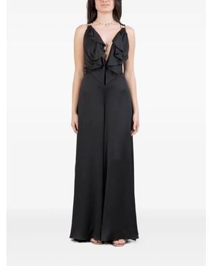 Hanita Ruffle-Detail Split-Leg Jumpsuit - Black