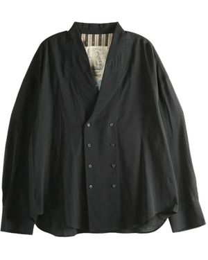 Ziggy Chen Double-Breasted Cotton Shirt - Black