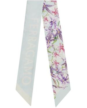 Ferragamo Gaia Print Silk Bandeau Accessories - White