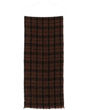 Destin Check-Pattern Frayed Scarf - Brown