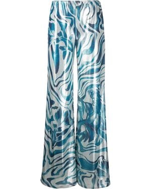 Alberta Ferretti Metallic Swirl Print Pants - Blue