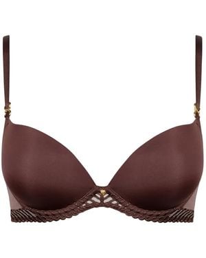 Aubade Sheer Emotion Embroidered Plunge Bra - Brown