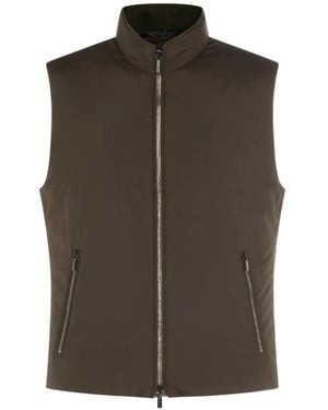 Moorer High-Neck Zip-Up Gilet - Brown