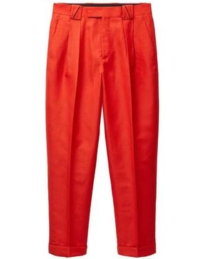 Versace Wool-Linen Formal Pants - Red