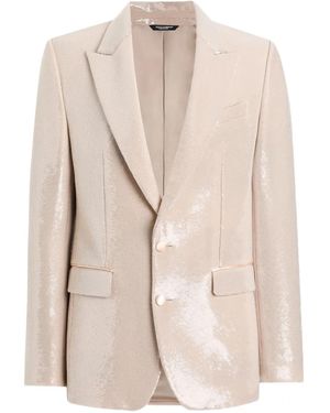 Dolce & Gabbana Single-Breasted Sicilia Light Jacket With Sequins - Natural